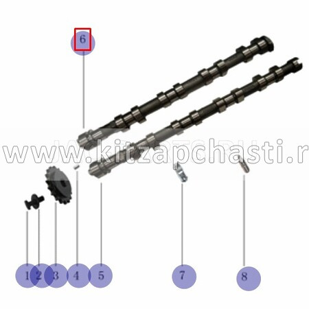 Выпускной распредвал JAC T6 1006011FD020